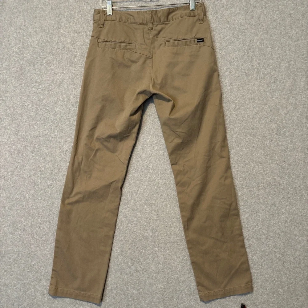Volcom Men's 30‎ Chino Pants Khaki Tan Modern Stretch Straight Trousers Casual